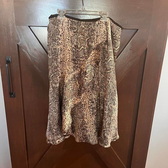 Bianca Nygard Vintage Silk Snake Skin Print Brown and Cream Skirt Size 12 - Picture 4 of 5